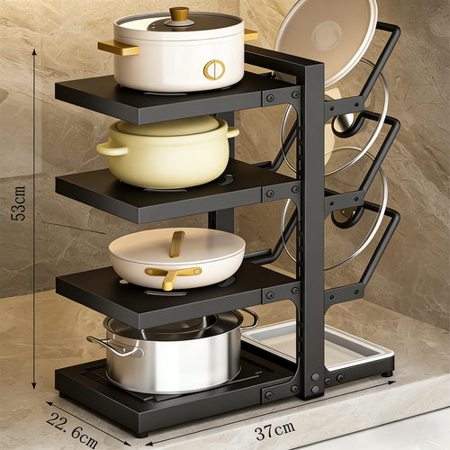 Adjustable Pot & Lid Organizer Rack – Multi-Layer Kitchen Storage