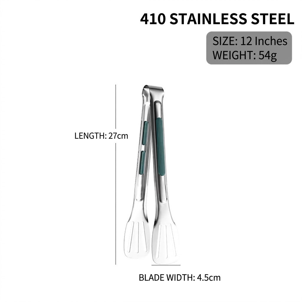 Stainless Steel Kitchen Tongs – Non-Slip Heat Resistant Cooking & Serving Tongs