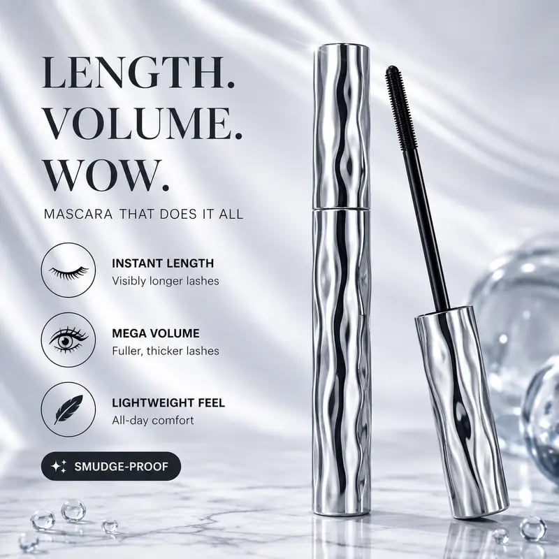 Volumizing Lengthening Smudge-Proof Mascara with Nourishing Formula👁️✨