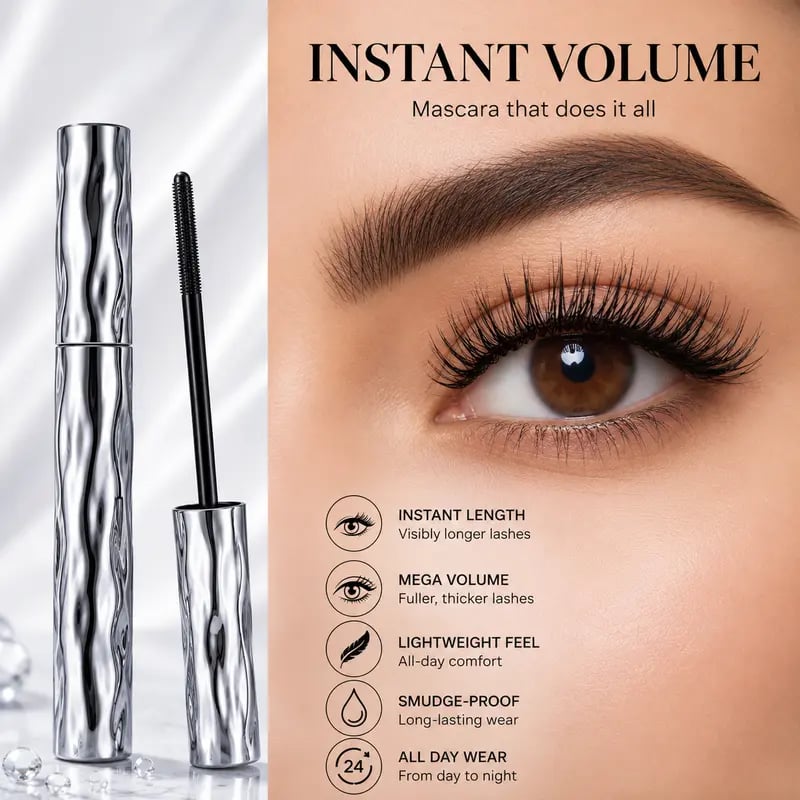 Volumizing Lengthening Smudge-Proof Mascara with Nourishing Formula👁️✨