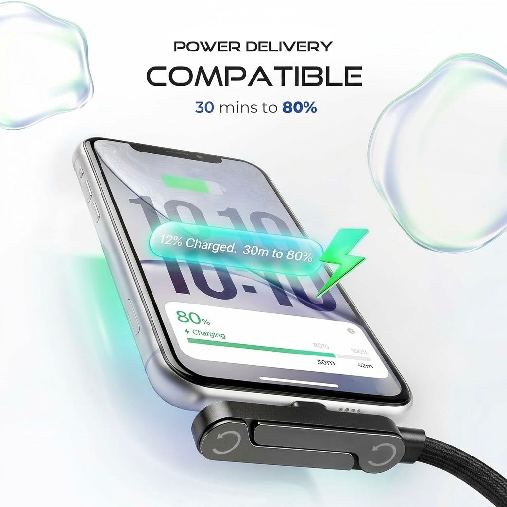 USB-C Fast-Charging Cable with Invisible Stand