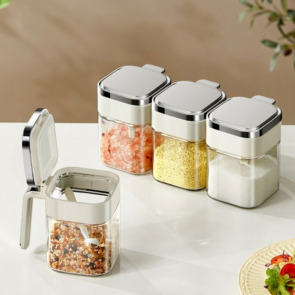 Smart Seasoning Jar – One-Press Lid & Airtight Storage