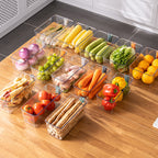 Clear Fridge Organizer Bins – Stackable Food Storage Containers with Easy-Grip Handles