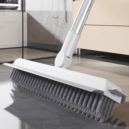 2-in-1 Floor Scrub Brush with Squeegee – Long Handle Multi-Surface Cleaning Tool