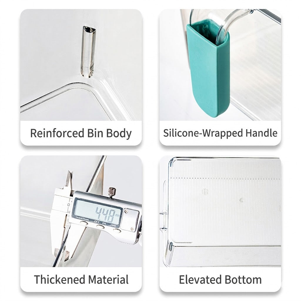 Clear Fridge Organizer Bins – Stackable Food Storage Containers with Easy-Grip Handles