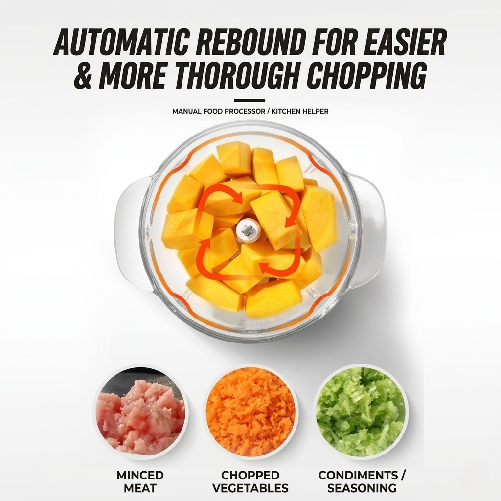 Manual Food Chopper – Multi-Layer Blade Vegetable & Meat Grinder