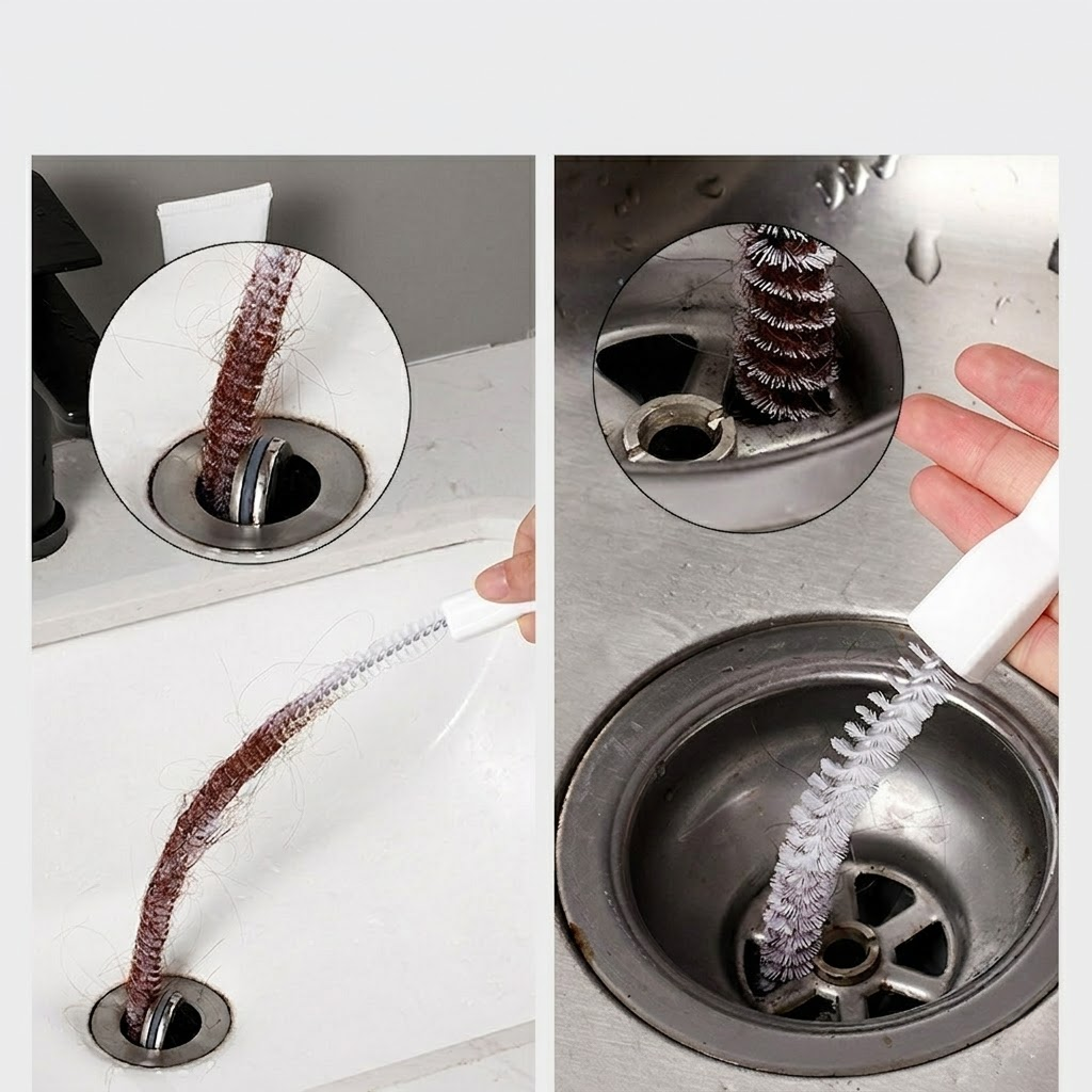 Flexible Drain Cleaning Brush – 45cm Hair Clog Remover for Sink & Shower