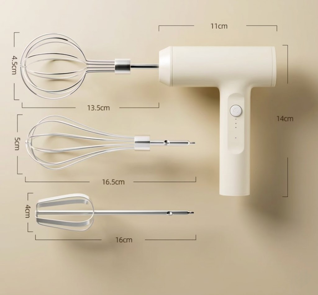 Wireless Electric Hand Mixer – 3-Speed Rechargeable Whisk for Baking & Cooking