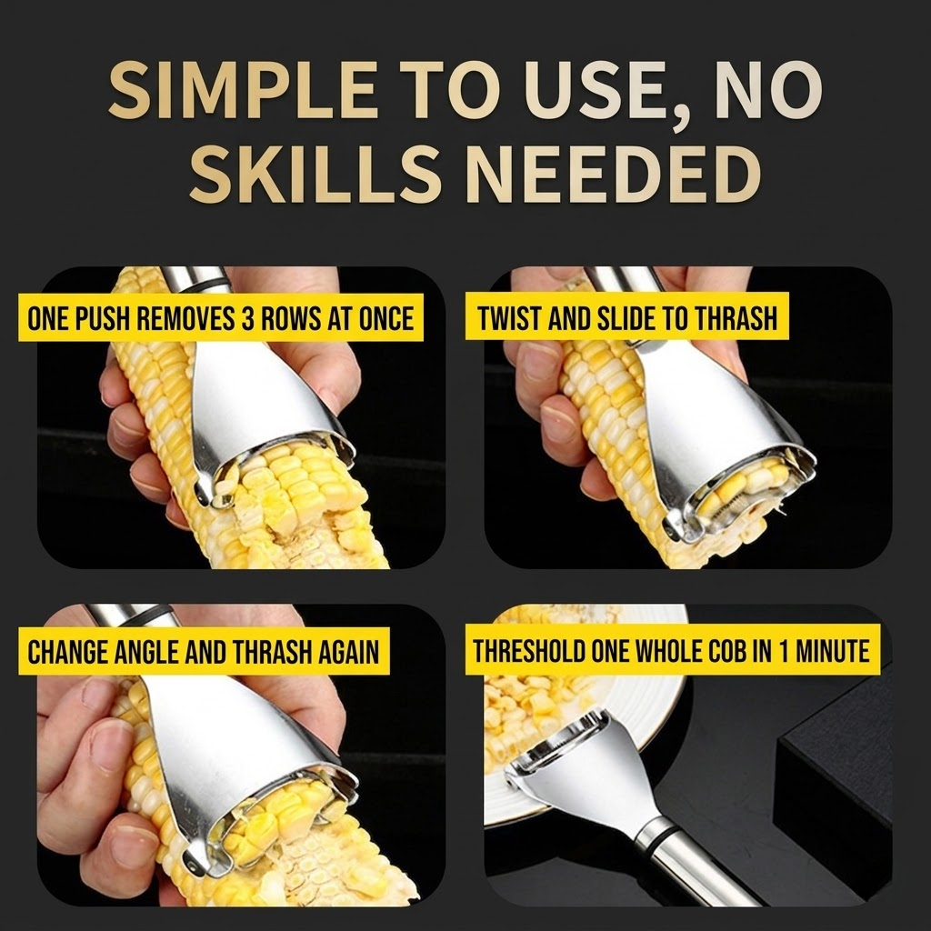 Stainless Steel Corn Stripper – Fast & Easy Corn Kernel Remover